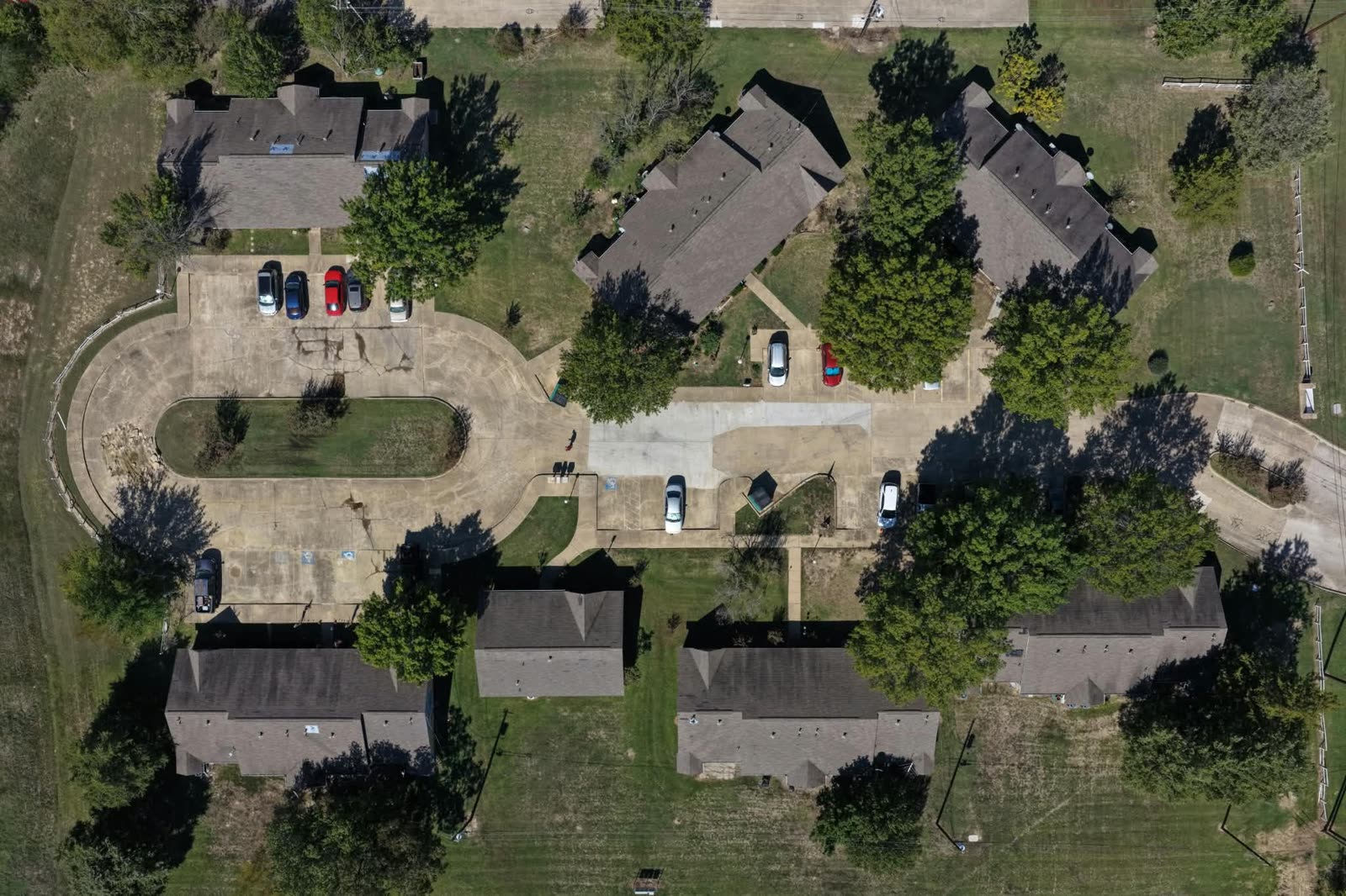 Apartment complex, top-down view
