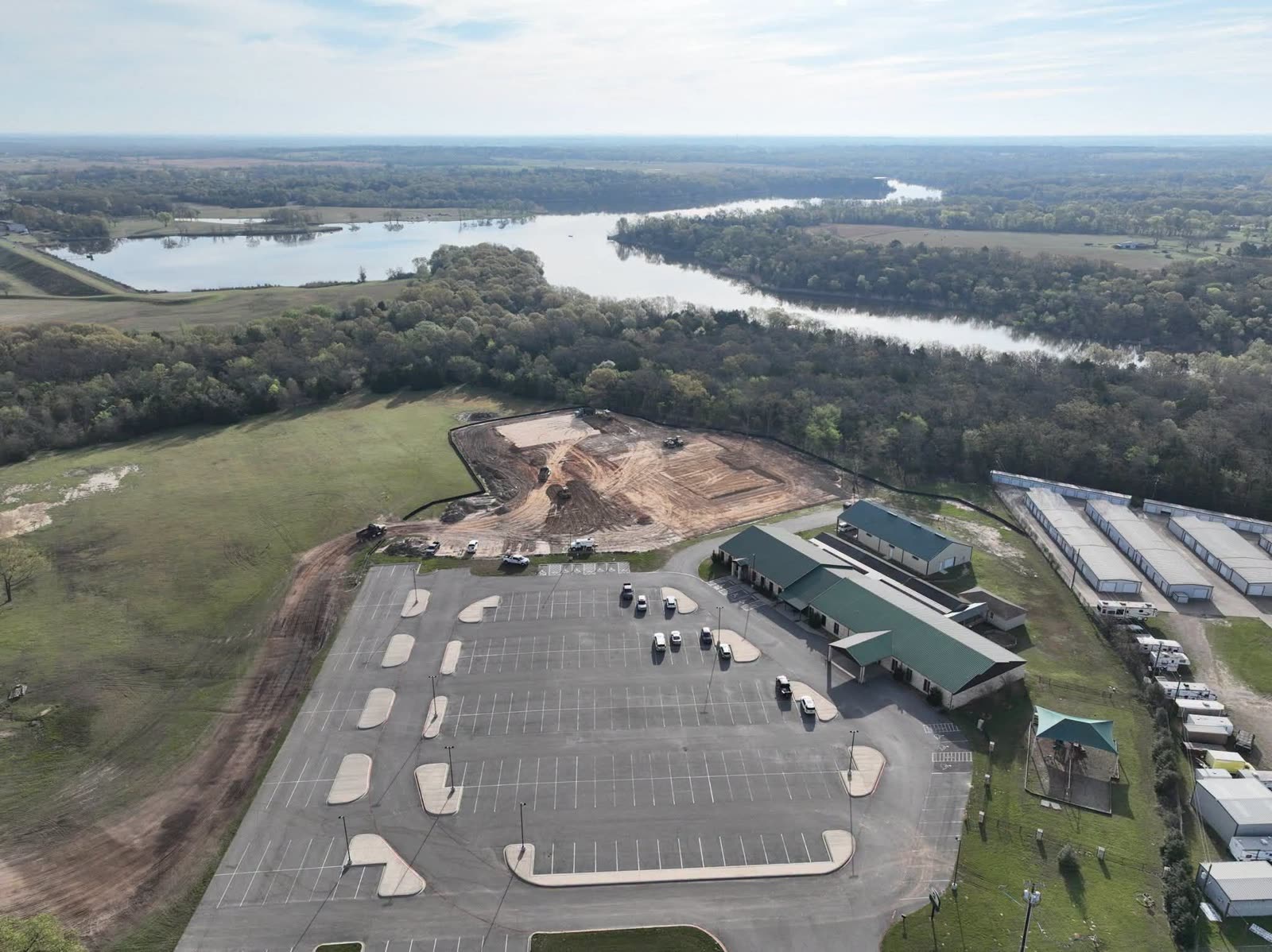 Aerial view over a river