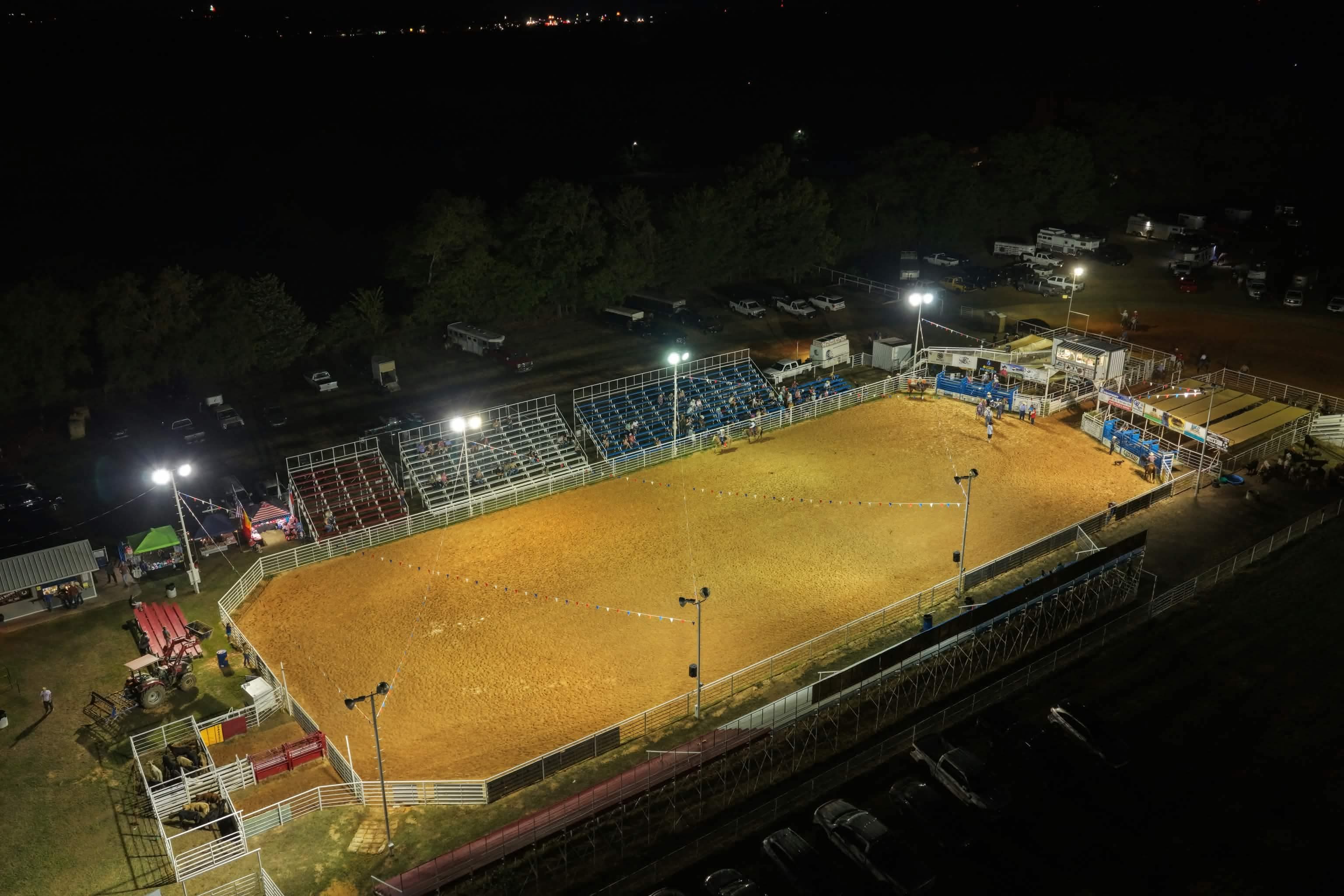 Rodeo arena at night