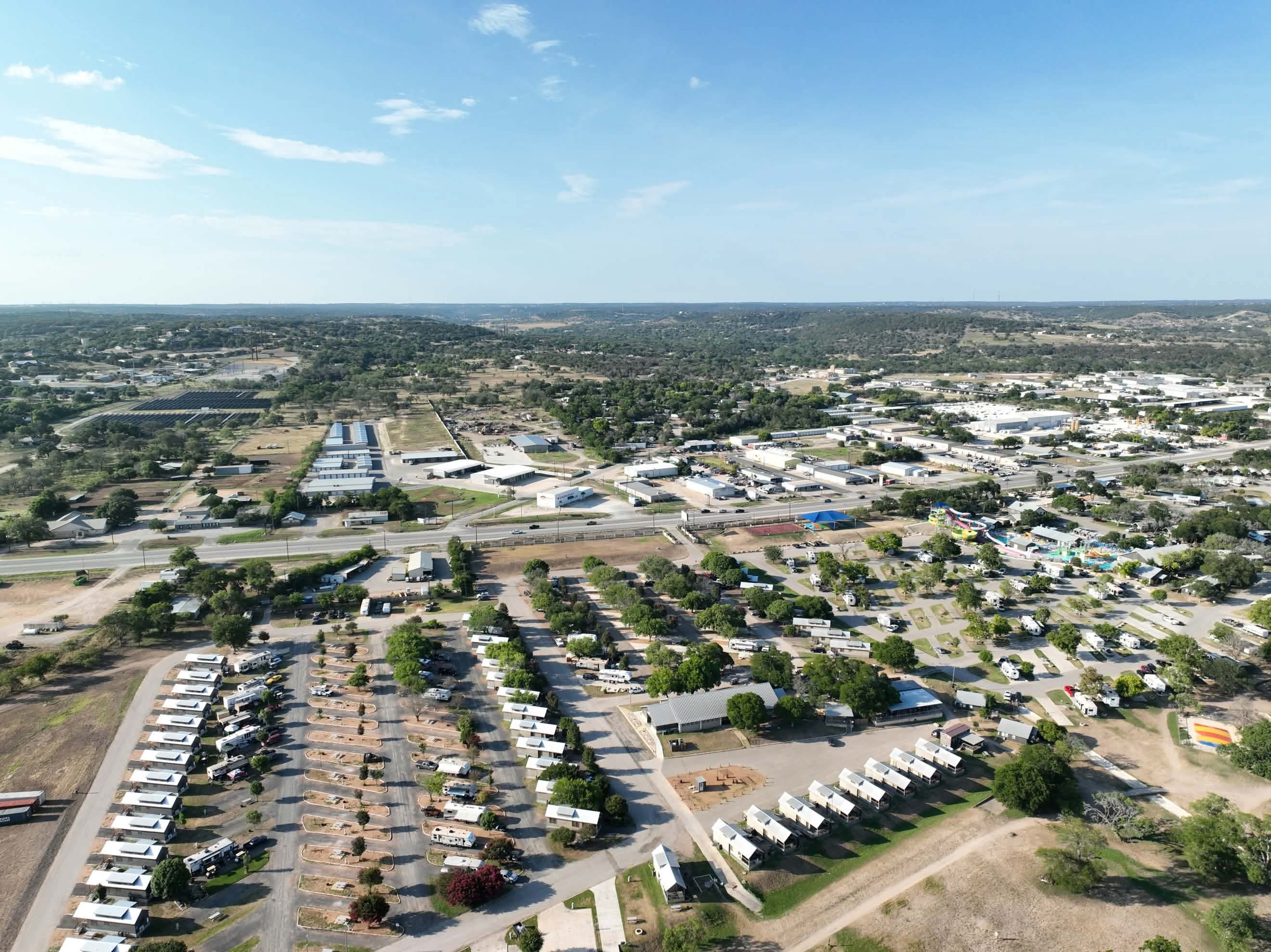 RV park and town from above